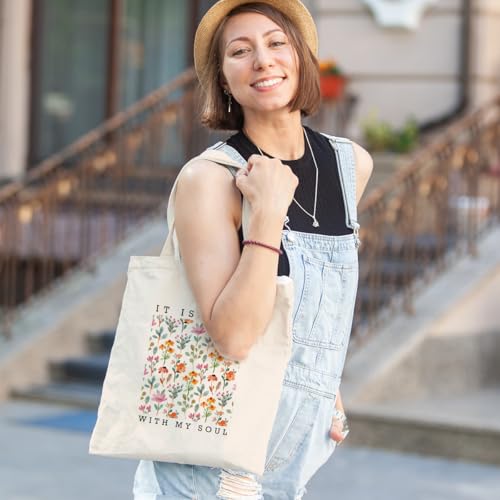 Inspirational Christian Gifts Canvas Tote Bag for Women Girls Christmas Friendship Birthday Grocery Bags - color: Wellsoul02