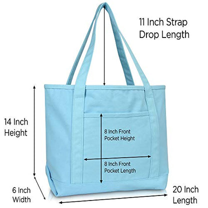 DALIX 20" Solid Color Cotton Canvas Shopping Tote Bag in Light Blue - color: Light Blue