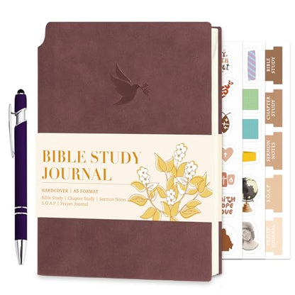 XKDOUS Leather 8.6" Bible Study Journal, Bible Notebook for Women, Purple - color: Gray Purple
