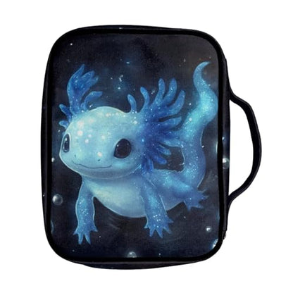 Coldinair Blue Axolotl Bible Cover for Kids Boy,Protective Book Cover Bible Case Carrier Carrying Organizer Purse Handbag with Zipper Pockets Church Bag - color: Blue Axolotl