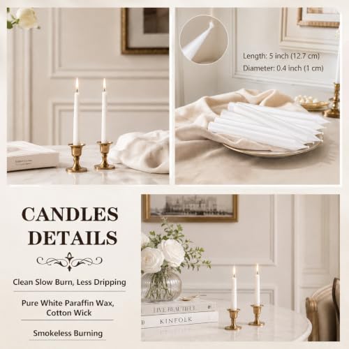100 Pcs White Small Taper Candles Unscented Bulk Christmas Advent Church Candles for Prayer,Church, Wedding, Candlelight Dinner & Religious Ceremony 5" H X 1/2" D