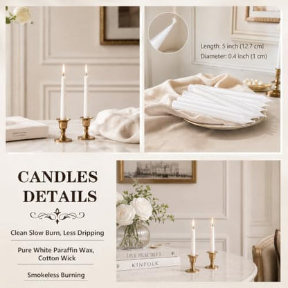 100 Pcs White Small Taper Candles Unscented Bulk Christmas Advent Church Candles for Prayer,Church, Wedding, Candlelight Dinner & Religious Ceremony 5" H X 1/2" D