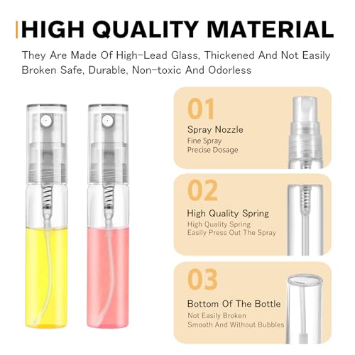 Mini Spray Bottle 5ml, Refillable Glass Spray Bottle, Glass Bottle Atomizer, Perfume Mouthwash Atomizer for Cleaning Refillable Container for Travel, Essential Oils, Perfume 60 Pcs, 5ml - size: 60PCS,5ML