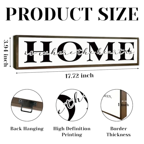 Home Sign, Rustic Wooden Table Signs, Farmhouse Family Decors, Front Door Decor for Porch, Entryway Decor, Wall Table Decoration, Housewarming Gift, Home Is Where the Heart Is Sign 17.8x4x1.2 inches - color: Day Sign 11