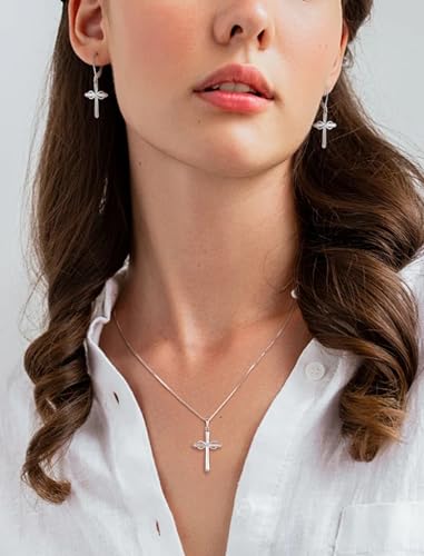 STARCHENIE Infinity Cross Necklace for Women Sterling Silver Polished Cross Pendant Crucifix Jewelry - color: Silver