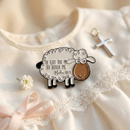 Christian Sheep Enamel Pin, Cute Lamb Lapel Pin Religious Jewelry, Jesus The Good Shepherd Badge for Backpacks, Jackets, Hats, Faith Based Gift for Men Women, White