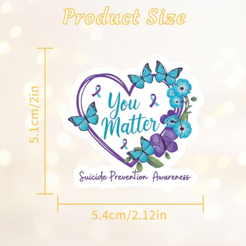 100 Pcs Suicide Prevention Awareness Stickers, Teal Purple Decals - color: Suicide Prevention