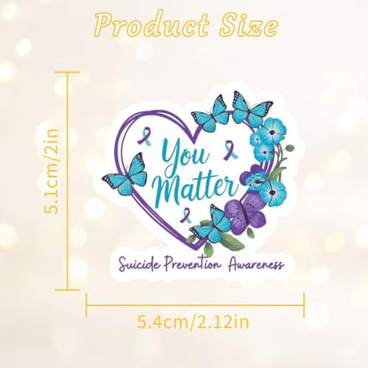 100 Pcs Suicide Prevention Awareness Stickers, Teal Purple Decals - color: Suicide Prevention