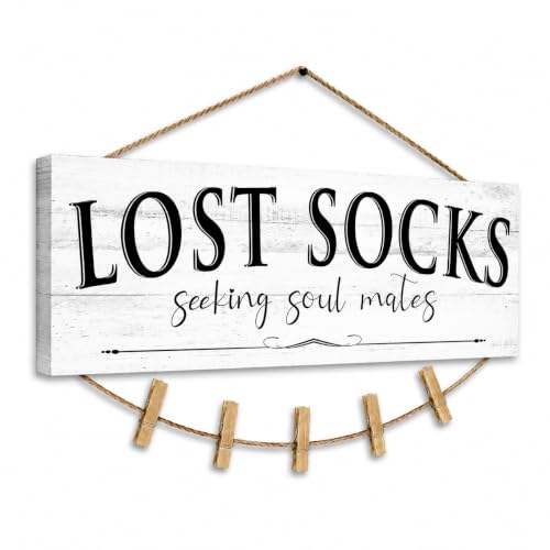 Laundry Room Signs Lost Socks Hanging Decor Wall 6" x 14.5" - color: Lost Socks A
