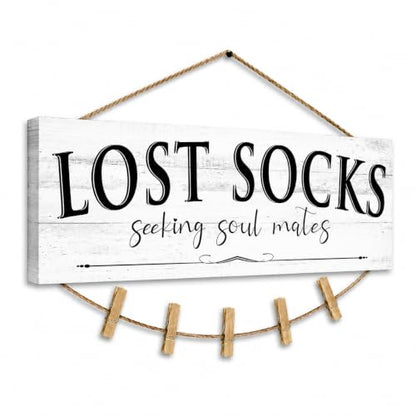 Laundry Room Signs Lost Socks Hanging Decor Wall 6" x 14.5" - color: Lost Socks A