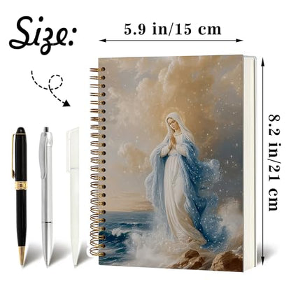 Christian Notebook Journal - Virgin Mary Christian Gifts for Women, Inspirational Bible Journal Notebooks for Note Taking, Bible Study, Prayer & Church Notes, A5 Spiral Notebook (Virgin Mary-Blue) - color: Virgin Mary-Blue