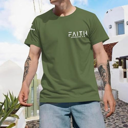 Christian Faith Cross Shirts for Men Jesus God Bible Verse Shirt Religious Inspirational Tshirts Graphic Cotton Tees - color: Army Green, size: Small