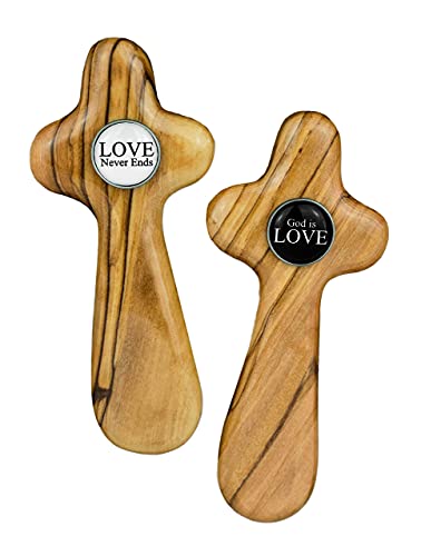 Christian Couples Cross, Wedding Gift from the Holy Land of Israel, for Bride & Groom, Newlywed or Bridal Shower, Unity Gift for Engagement & Registry, Olive Wood Cross Gift for Marriage Anniversary