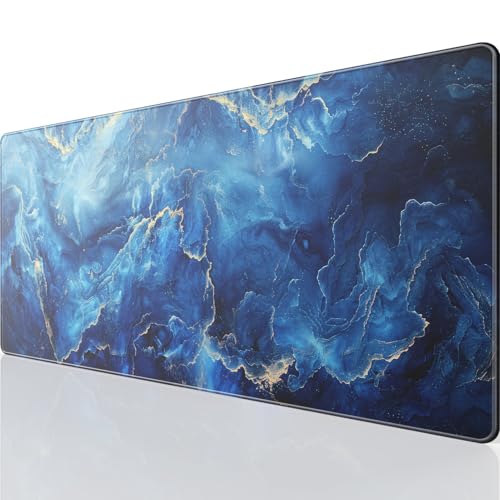 KTRIO Large Gaming Mouse Pad, Desk Mat, 31.5 x 11.8 in, Blue Marble, XL - color: Blue Marble, size: 31.5l X 11.8w Inches
