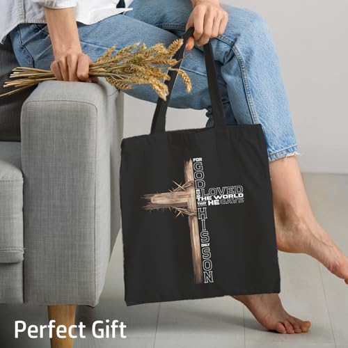 Chicimln Christian Goose Tote Bag, off to Praise the Lord Bible Verse Canvas Tote Bags - color: Black 01