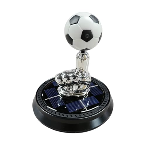 Craedli Soccer Car Dashboard Decoration, Solar Energy Rotating Football Car Center Console Ornament, Creative Auto Interior Decorative Accessories for Home Office (Black) - color: Black