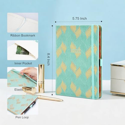 Comix Pretty Lined Journal for Women, 192 Pages, 100GSM Paper, 5.5" x 8.3" - color: Mint Green