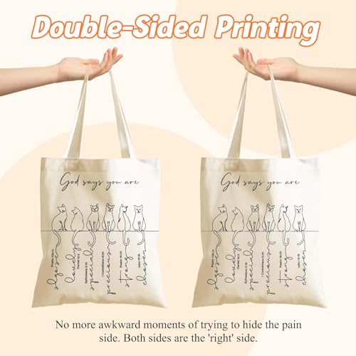 Aesthetics Canvas Tote Bag - Art Design Gift for Women, Reusable Purse Tote Bag with Inner Zip Pocket - style: God Says You Are