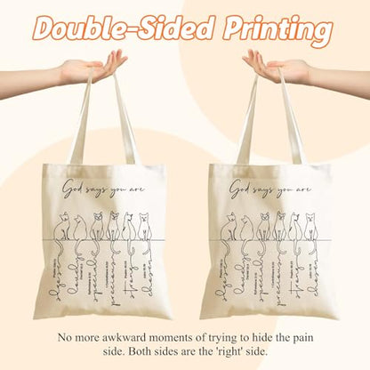 Aesthetics Canvas Tote Bag - Art Design Gift for Women, Reusable Purse Tote Bag with Inner Zip Pocket - style: God Says You Are