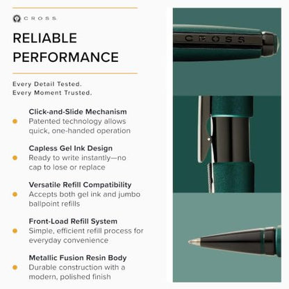 Cross Edge Gel Rollerball Pen, Medium Point, Black Ink, Multiple Colors - color: Matte Green