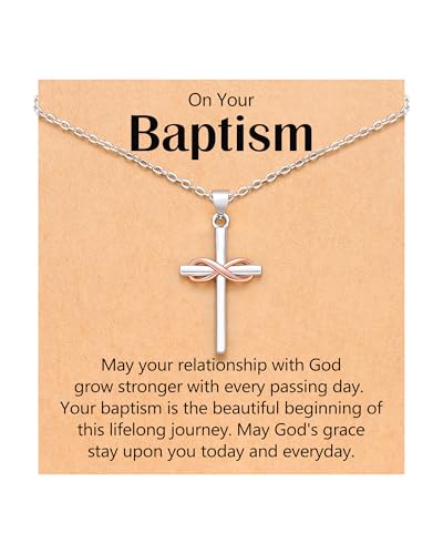 UPROMI Faith, Love & Blessings – Baptism & Confirmation Gifts Infinity Cross Necklace for Women & Girls, Christian Jewelry - style: Baptism