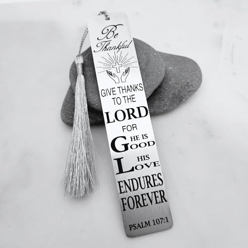 Christian Psalm Bookmarks, Bible Verse Gifts, Metal Bookmarks (PSALM 107:1 Bookmark Gifts) - color: Psalm 107:1 Bookmark Gifts