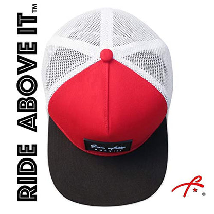 Grace Folly Trucker Hat for Men & Women. Snapback Mesh Caps - color: Red & Black