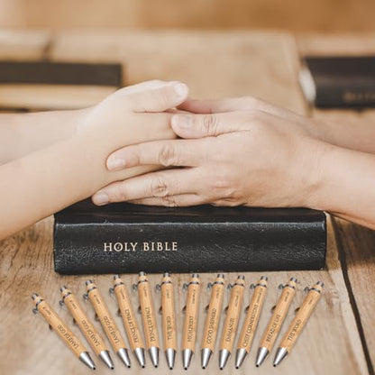 Sayglossy 13 Pcs Christian Gift Set Jesus Loves You Zipper Pouch with 12 Bible Verse Pens Bulk Inspirational Religious Gifts for Sunday School Bible Study Church Vbs