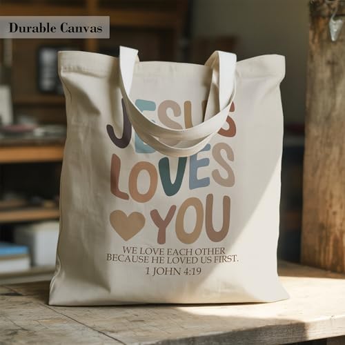 Christian Tote Bag for Women, Church Bible Canvas Bag with Inner Pocket for Churchgoers - color: Orange