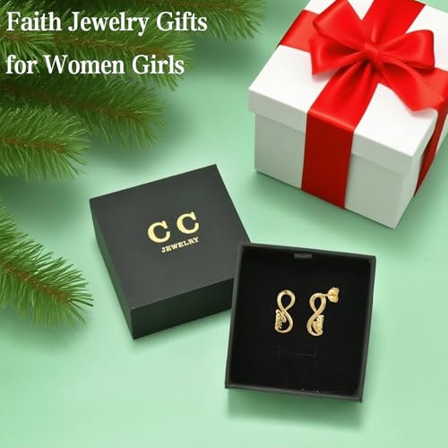 14K Gold Plated Sterling Silver Cross Drop Earrings - color: Infinity-Gold