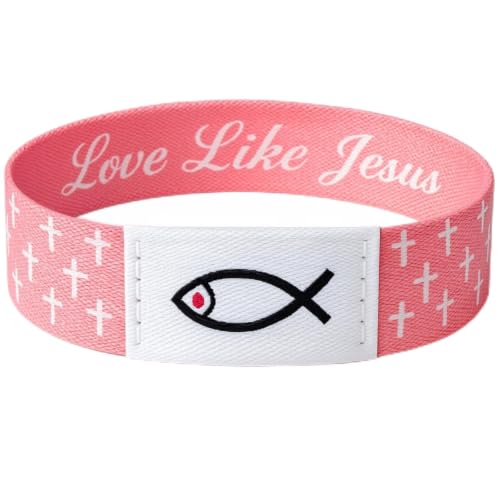 Lusinus Bible Verse Bracelets, Tap for Scripture, NFC Daily Wristband - color: PINK (Love Like Jesus)