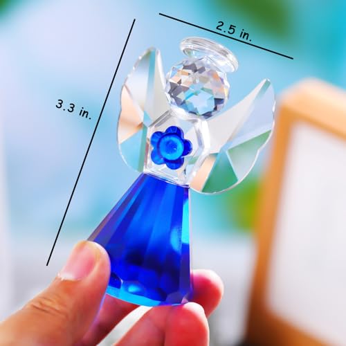 YWHL Blue Crystal Guardian Angel Gift for Women, Christmas Angel Figurine - color: Blue