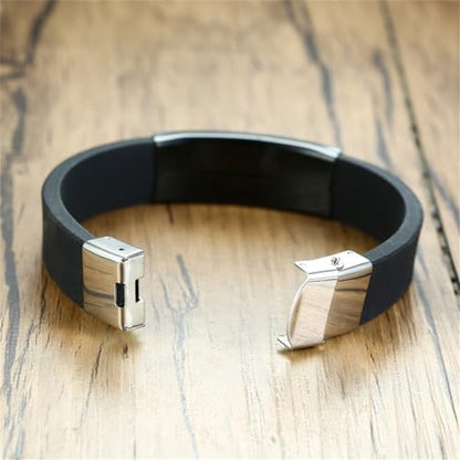 Bible Verse Isaiah 6:8 Bracelets - 2Pcs Inspirational Isaiah 6 8 Cuff Bracelet with Cross Symbol Christian Jewelry Silicone Wristband with Bible Quote For Men Women - color: Black+Blue