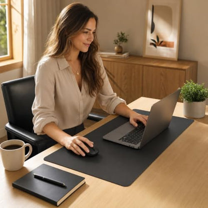 KTRIO Large Gaming Mouse Pad Desk Mat for Gamer, 31.5" x 11.8", Black PU - color: Black PU, size: 31.5l X 11.8w Inches