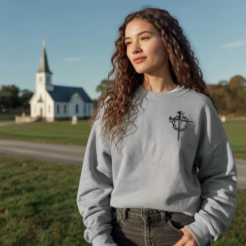 Jesus Cross Embroidered Sweatshirts Black