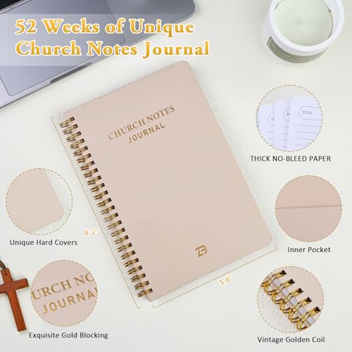 Church Notes Journal & Sermon Notes Notebook for Women - color: Beige