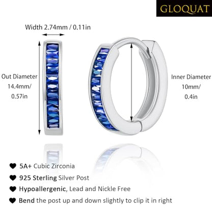 14K Gold Huggie Earrings for Women Silver Huggie Hoop Earrings Cubic Zirconia Huggie Earrings Stud Earrings Lightweight Dainty Hypoallergenic Earrings Jewelry Gifts - color: Silver Blue CZ Huggies