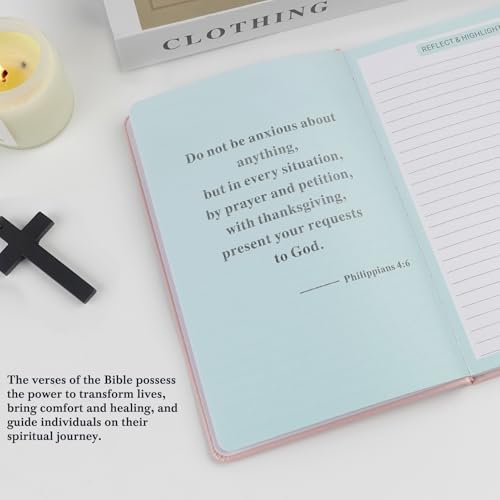 Pink Prayer Journal for Woman - 60 Weeks Bible Journal with Prompts, Verse - color: Pink