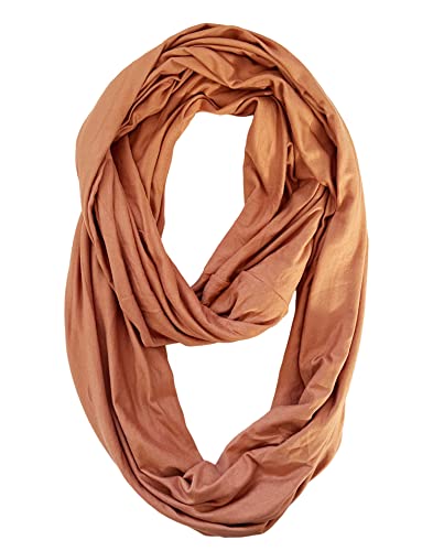 Lina & Lily Premium Modal Jersey Knit Women's Infinity Scarf Loop Lightweight - color: Camel