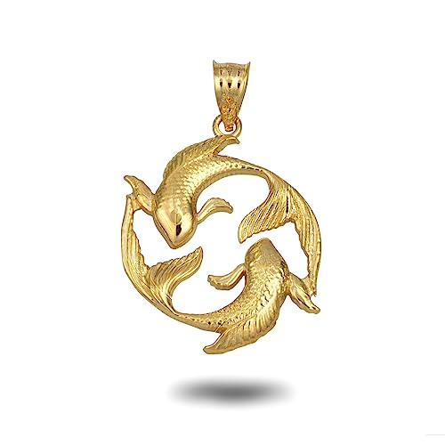 Zodiac Astrology Character Symbol Pendant 14k Gold Parent - color: Yellow 14k Gold, size: With 18" Chain, style: Pisces