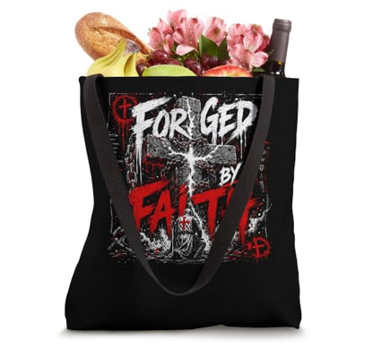 Forged By Faith Christian Warrior Cross Power Tote Bag