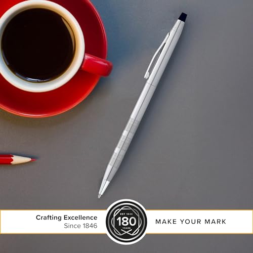 Cross Classic Century Diamond Cut Satin Ballpoint Pen, Black Ink - color: Brushed Chrome