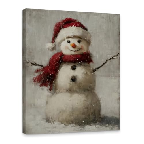 KSDUT Vintage Christmas Winter Snowman Framed Wall Art 11x14 Inch - color: Christmas-17