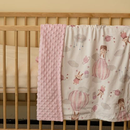 Fleece Baby Blankets for Girls & Boys, Infant Toddler Blanket - color: Pink Balloon Rabbit
