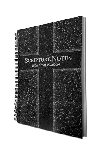 G.T. Luscombe Company, Inc. Scripture Notes, Bible Study, 9 x 5.5 inch, Spiral Bound, 100 Double-Sided Page, Hardboard Cover, Lined Notebook with Prompts and Text Boxes, Black