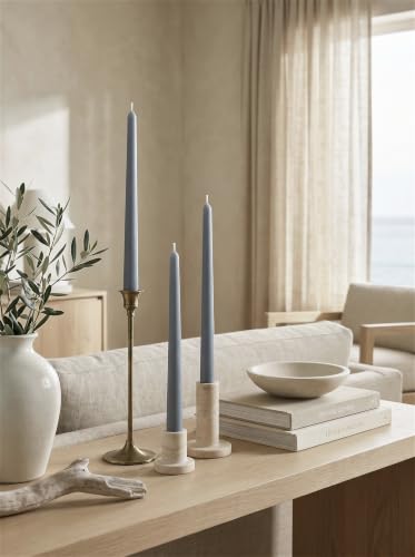 10" Classic Taper Candles, Dusty Blue, 6-Pack, 7-8 Hours Long Burning, Unscented Tall Candlesticks - color: Dusty Blue, size: 6PK