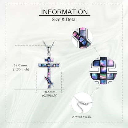 Infinity Cross Necklace S925 Sterling Silver Turquoise/Wooden/Opal/Abalone Cross Pendant Necklaces Christian Jewelry Gifts For Women - style: Orthodox Cross