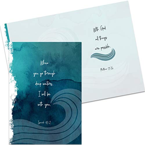 Smiling Wisdom | With God All Things Are Possible Greeting Card and Matching Scarf Gift Set | Sympathy Empathy Consoling | Women Men | Blue Deep Waters
