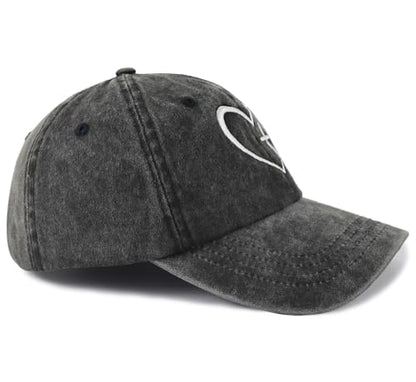Vintage Dad Mom Baseball Cap with Heart Cross, Religious Jesus Hat