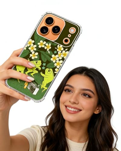 Dancing Frogs Phone Case Compatible with iPhone 17 Pro, Hippie Trippy Toad Phone Cover for iPhone 17 Pro - color: Cute Frog